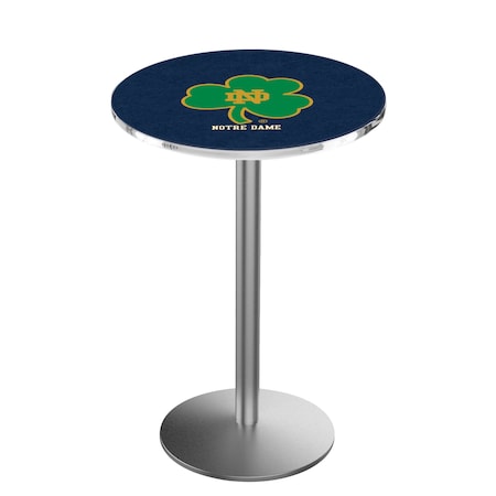 Holland Bar Stool Co 36" Stainless Steel Notre Dame Shamrock Pub Table L214S3628ND-Shm